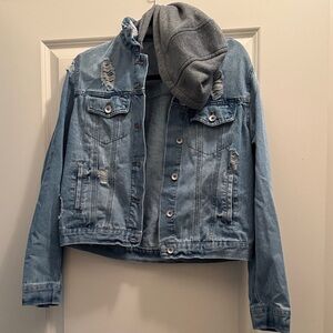 Ci Sono Blue Jean Jacket with Gray Hood